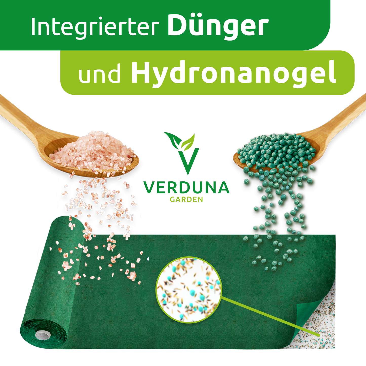 Biologisch abbaubare Rasenmatte mit integriertem Dünger und Hydronanogel